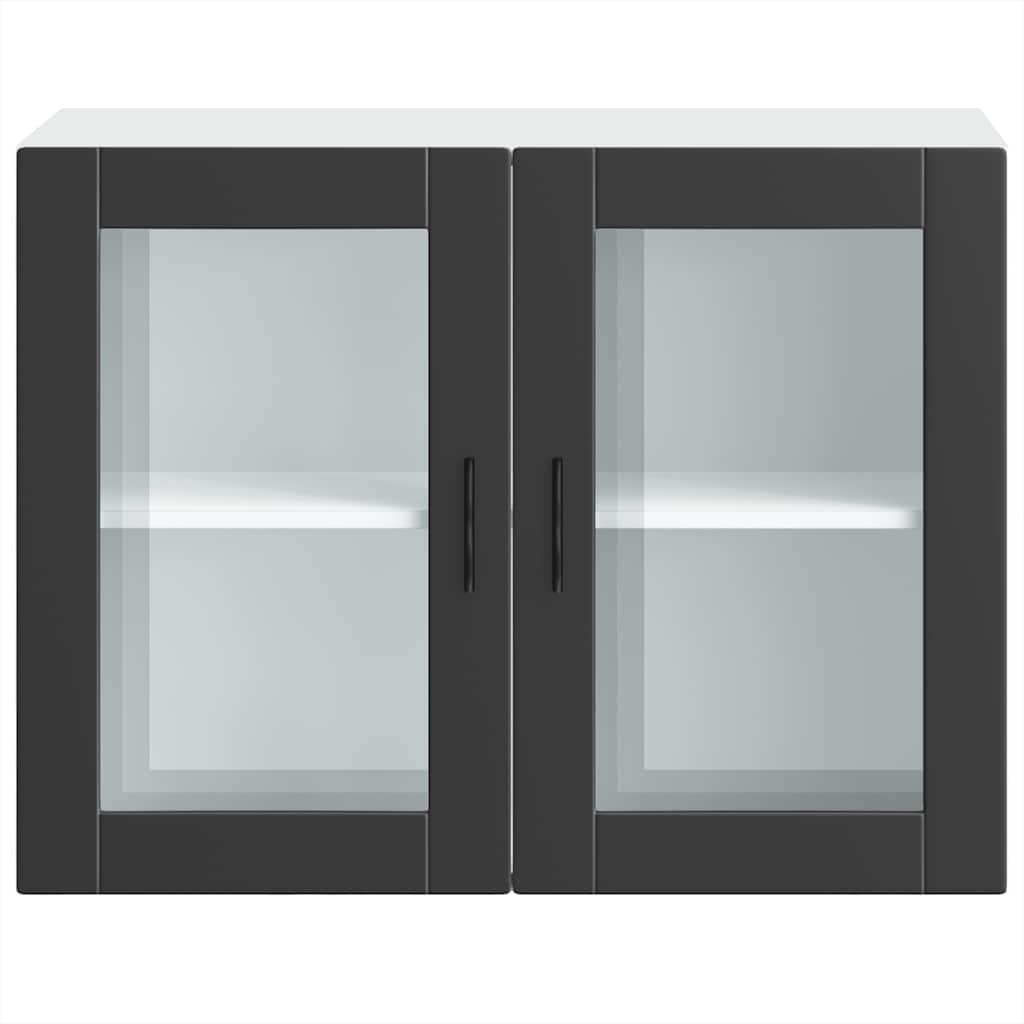 Kitchen Wall Cabinet with Glass Door Porto Black
